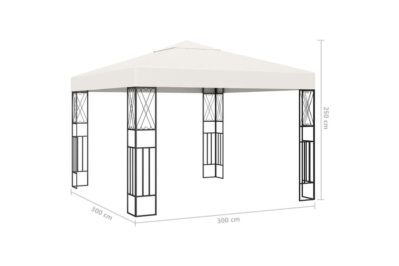Pavillon 3x3 M Stof Cremefarvet - Creme - Havemøbler - Solafskærmning - Havepavilloner - Komplet pavillon