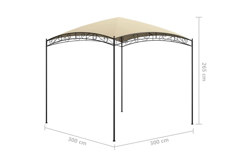 pavillon 3x3x2,65 cm 180 g/m² cremefarvet - Creme - Komplet pavillon