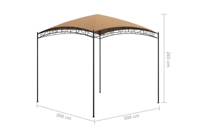 pavillon 3x3x2,65 cm 180 g/m² gråbrun - Gråbrun - Komplet pavillon