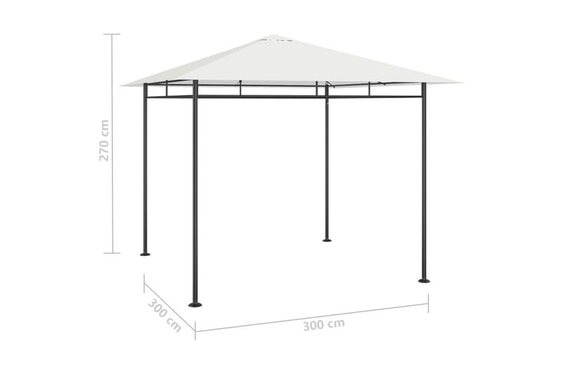 pavillon 3x3x2,7 m 180 g/m² cremefarvet - Creme - Komplet pavillon