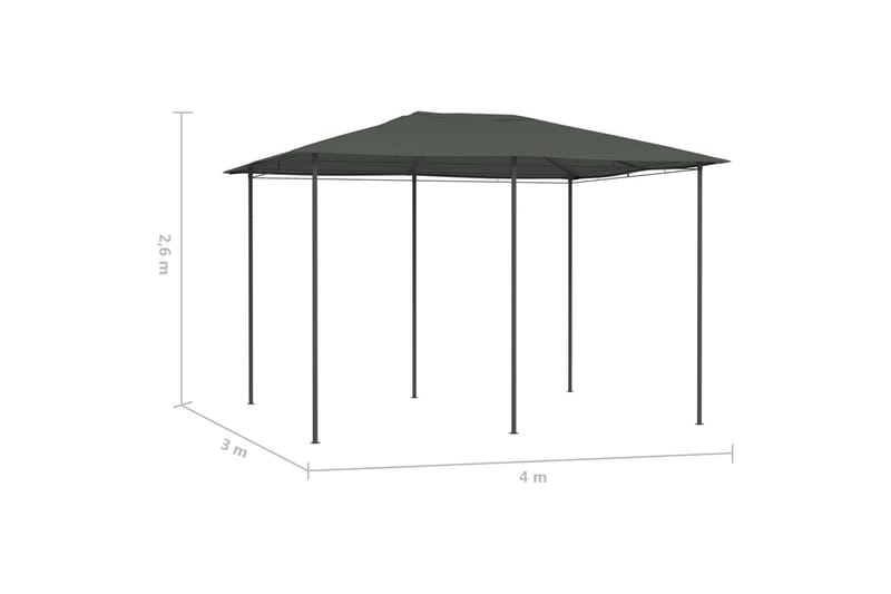 pavillon 3x4x2,6 m 160 g/m² antracitgrå - Antracit - Komplet pavillon