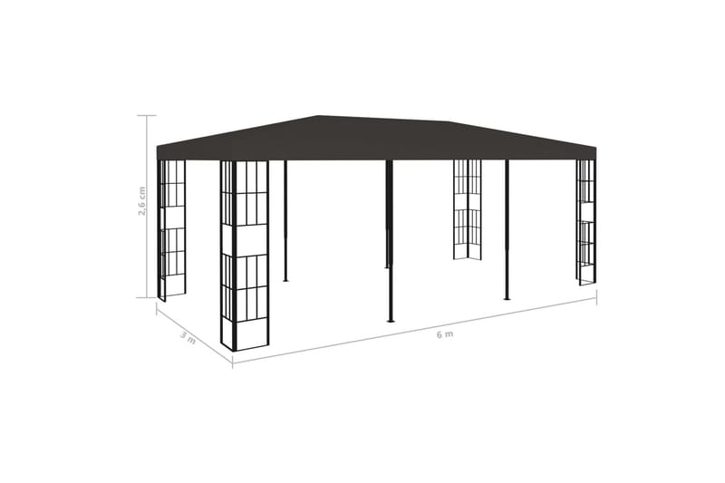 Pavillon 3x6 m Antracitgrå - Grå - Komplet pavillon