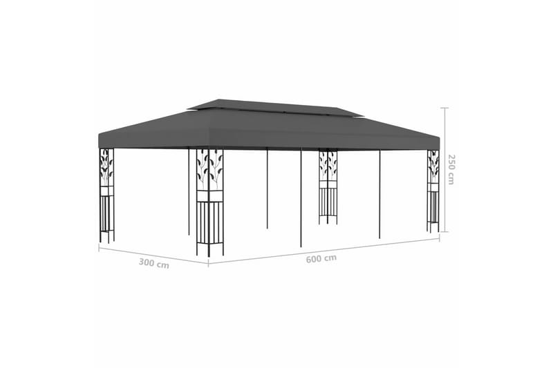 Pavillon 3x6 M Antracitgrå - Grå - Havemøbler - Solafskærmning - Havepavilloner - Komplet pavillon