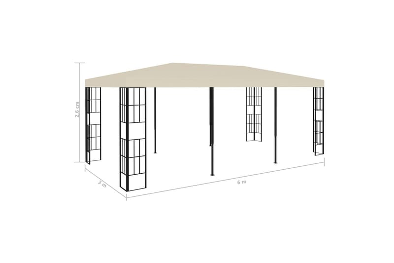 Pavillon 3x6 m Cremefarvet - Creme - Komplet pavillon