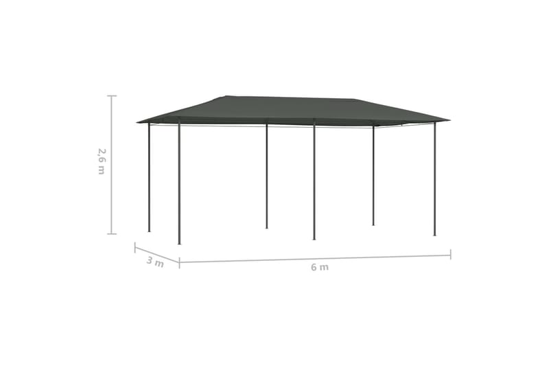 pavillon 3x6x2,6 160 g/m² antracitgrå - Antracit - Komplet pavillon