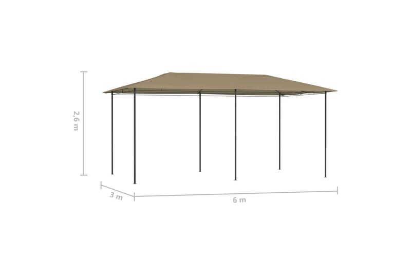 pavillon 3x6x2,6 cm 160 g/m² gråbrun - Gråbrun - Havemøbler - Solafskærmning - Havepavilloner - Komplet pavillon