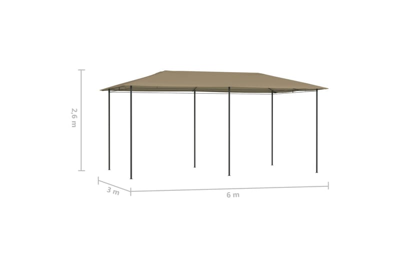 pavillon 3x6x2,6 cm 160 g/m² gråbrun - Gråbrun - Komplet pavillon