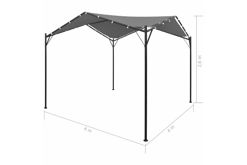 Pavillon 4 X 4 M Antracitgrå - Grå - Havemøbler - Solafskærmning - Havepavilloner - Komplet pavillon