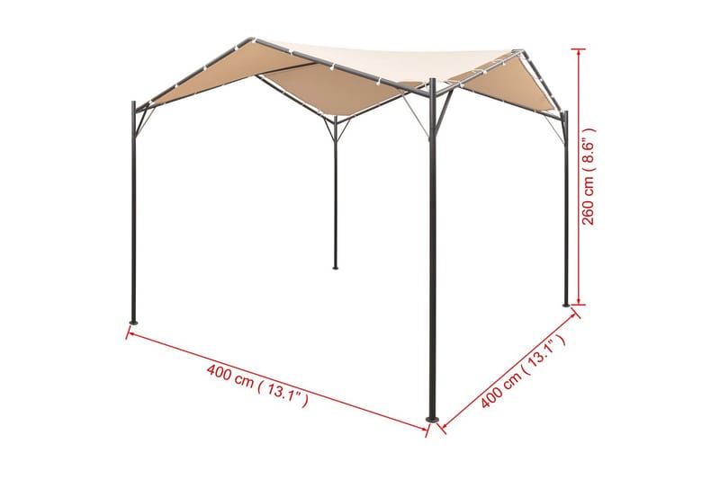 Pavillon 4 X 4 M Stål Beige - Beige - Havemøbler - Solafskærmning - Havepavilloner - Komplet pavillon