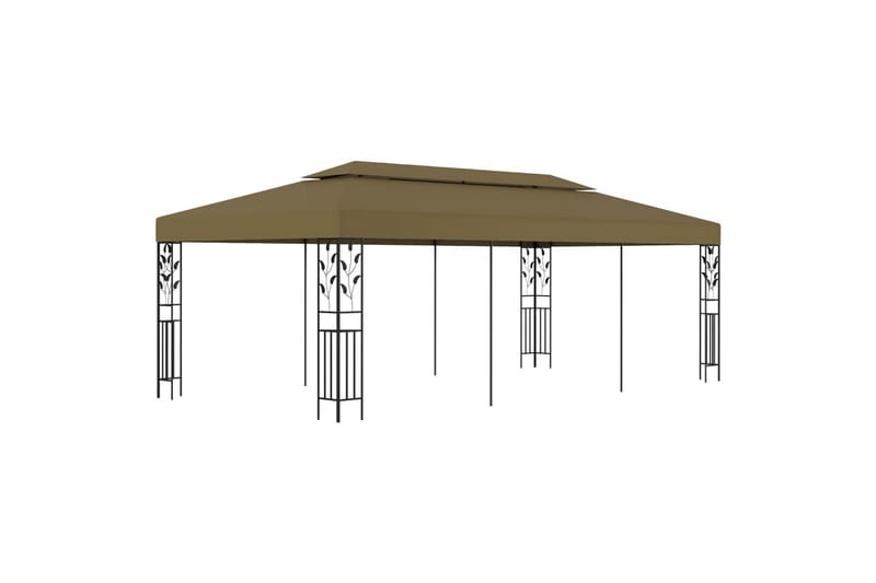 Pavillon 6x3 m 180 g/m² gråbrun - Gråbrun - Havemøbler - Solafskærmning - Havepavilloner - Komplet pavillon