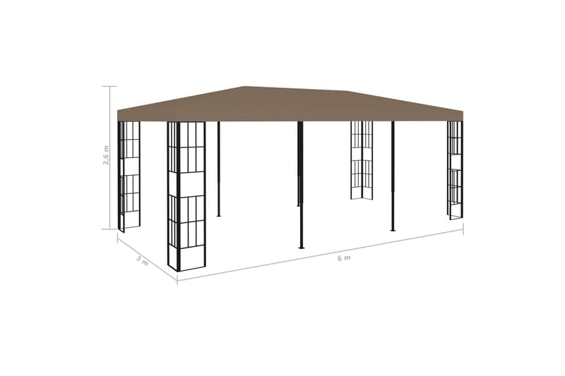 pavillon 6x3 m gråbrun - Gråbrun - Komplet pavillon