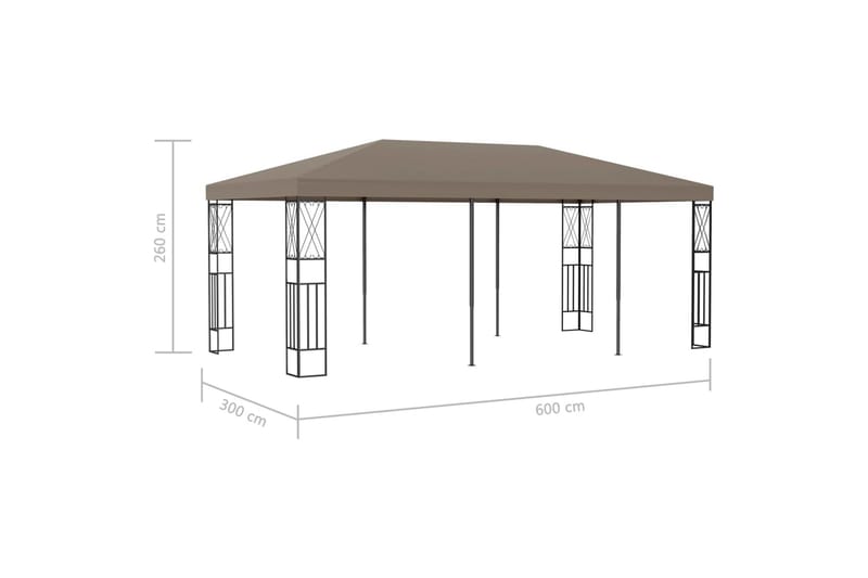 pavillon 6x3 m stof gråbrun - Gråbrun - Komplet pavillon