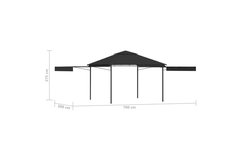 Pavillon m. 2 Udvidelige Tage 3X3X2,75 M 180 G/M² Antracitgr - Komplet pavillon