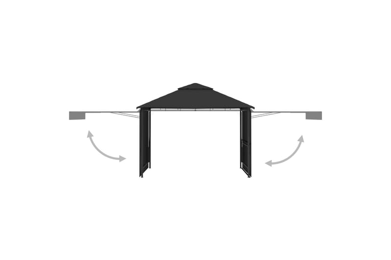 Pavillon m. 2 Udvidelige Tage 3X3X2,75 M 180 G/M² Antracitgr - Havemøbler - Solafskærmning - Havepavilloner - Komplet pavillon