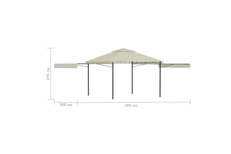 Pavillon m. 2 Udvidelige Tage 3X3X2,75cm 180 G/M² Cremefarve - Komplet pavillon