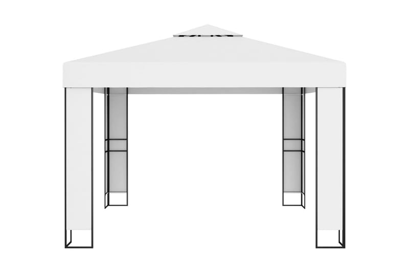 pavillon med dobbelt tag og lyskæder 3x3 m hvid - Hvid - Havemøbler - Solafskærmning - Havepavilloner - Komplet pavillon
