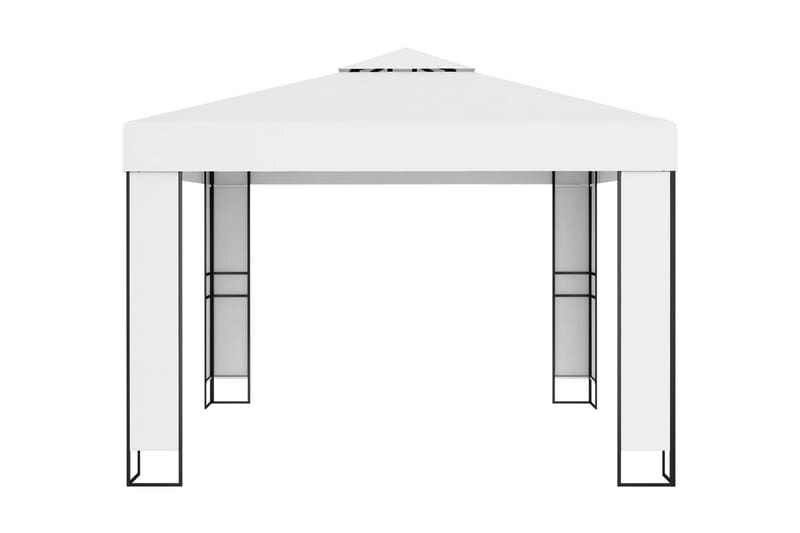pavillon med dobbelt tag og lyskæder 3x3 m hvid - Hvid - Komplet pavillon
