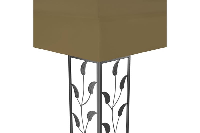 pavillon med dobbelt tag og lyskæder 3x4 m 180 g/m² gråbrun - Gråbrun - Havemøbler - Solafskærmning - Havepavilloner - Komplet pavillon