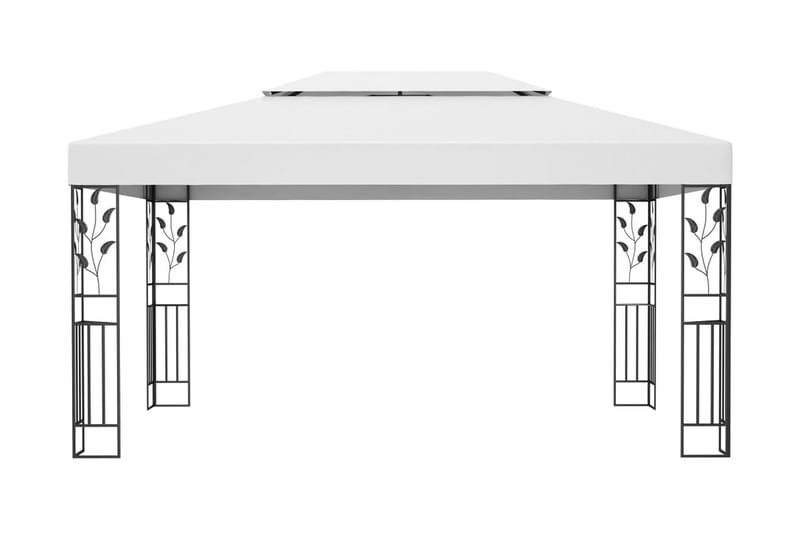 pavillon med dobbelt tag og lyskæder 3x4 m hvid - Hvid - Havemøbler - Solafskærmning - Havepavilloner - Komplet pavillon