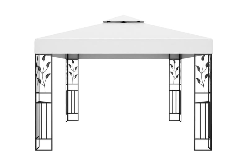 pavillon med dobbelt tag og lyskæder 3x4 m hvid - Hvid - Havemøbler - Solafskærmning - Havepavilloner - Komplet pavillon