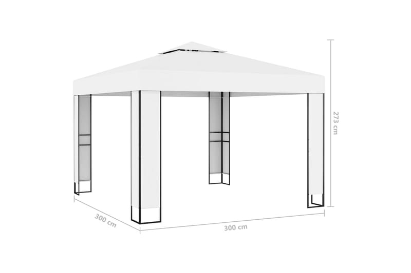 Pavillon Med Dobbelttag 3x3 m Cremefarvet - Creme - Havemøbler - Solafskærmning - Havepavilloner - Komplet pavillon