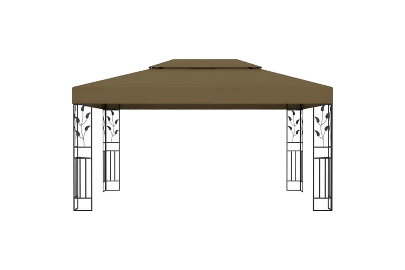 Pavillon med dobbelttag 3x4 m 180 g/m² gråbrun - Gråbrun - Komplet pavillon