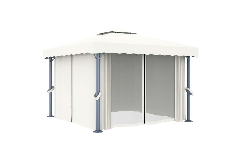 Pavillon Med Gardin 3x3 m Cremefarvet - Creme - Komplet pavillon