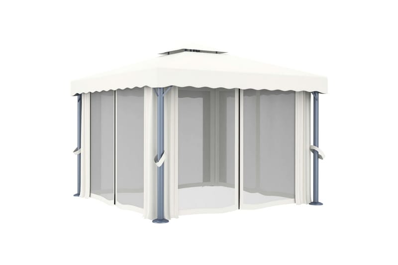 Pavillon Med Gardin 3x3 m Cremefarvet - Creme - Havemøbler - Solafskærmning - Havepavilloner - Komplet pavillon