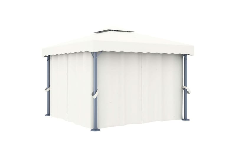 Pavillon Med Gardin 3x3 m Cremefarvet - Creme - Havemøbler - Solafskærmning - Havepavilloner - Komplet pavillon