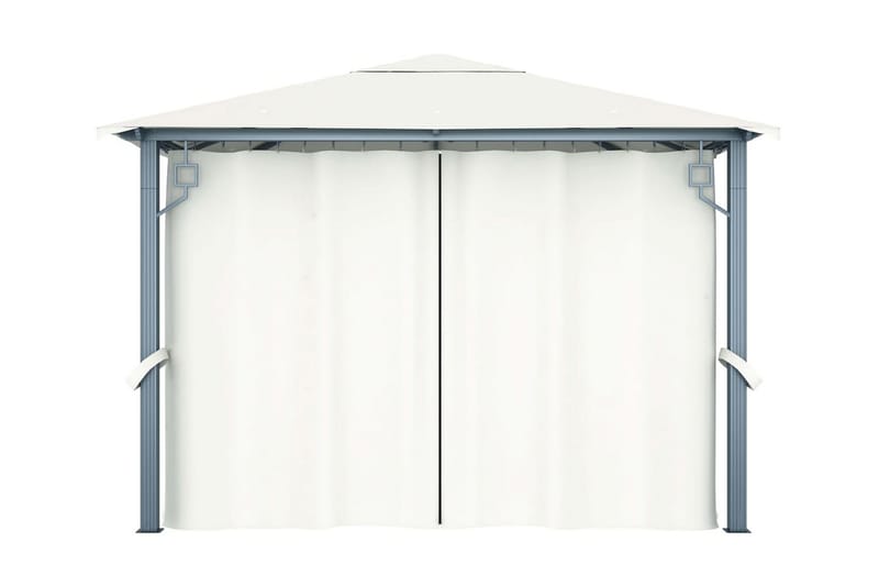 pavillon med gardin og lyskæder 300x300 cm aluminium creme - Creme - Havemøbler - Solafskærmning - Havepavilloner - Komplet pavillon
