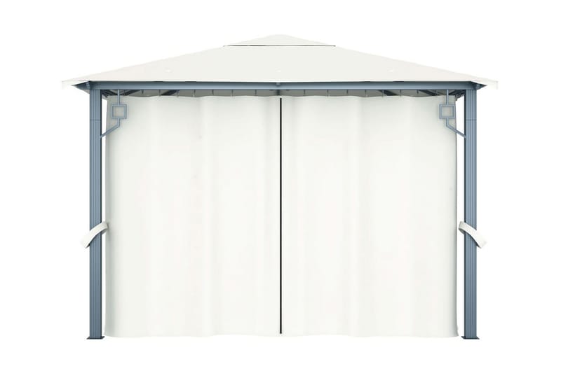 pavillon med gardin og lyskæder 300x300 cm aluminium creme - Creme - Komplet pavillon