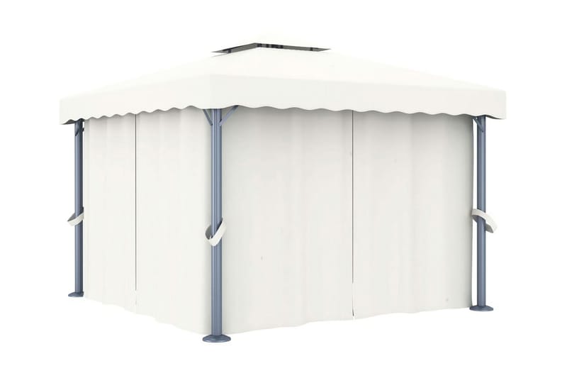 pavillon med gardin og lyskæder 3x3 m cremehvid - Creme - Komplet pavillon