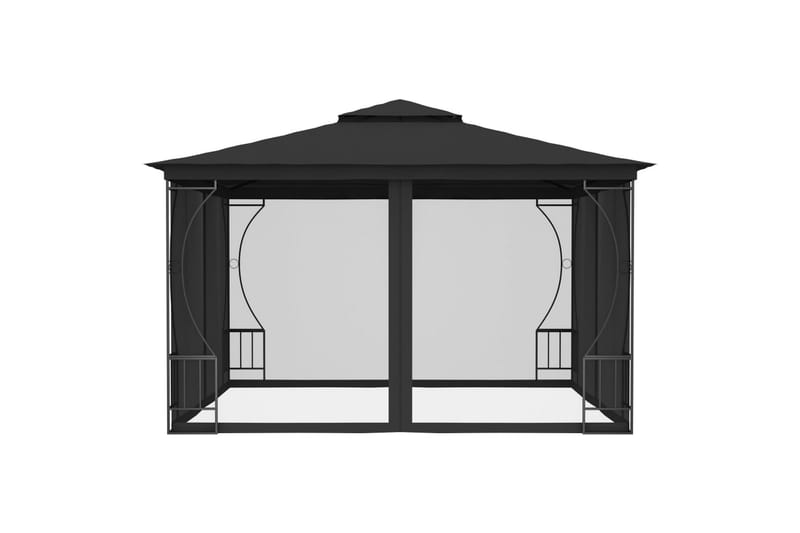 Pavillon med Gardiner 300x300x265 cm Antracitgrå - Grå - Havemøbler - Solafskærmning - Havepavilloner - Komplet pavillon