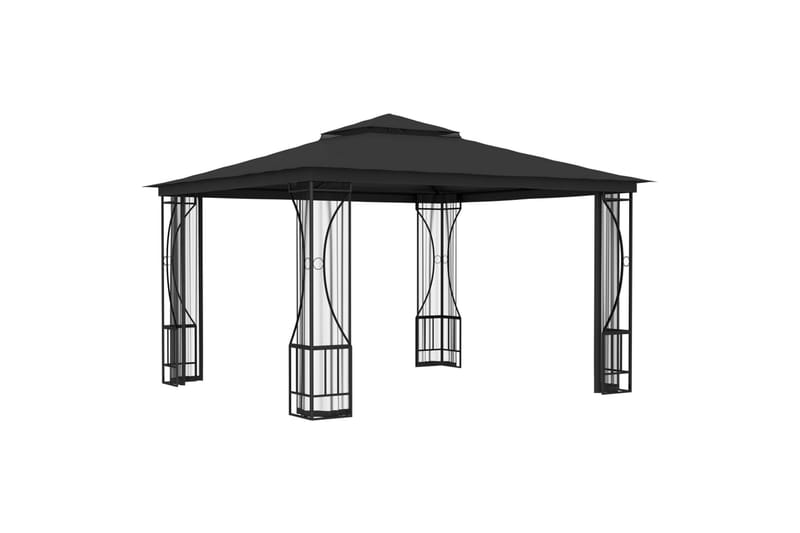 Pavillon med Gardiner 300x300x265 cm Antracitgrå - Grå - Havemøbler - Solafskærmning - Havepavilloner - Komplet pavillon
