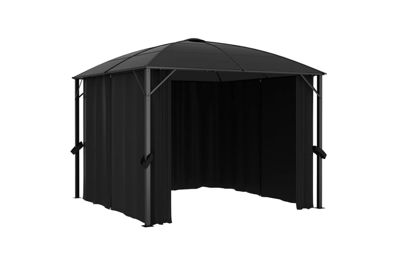 Pavillon med Gardiner 300x300x265 cm Antracitgrå - Grå - Havemøbler - Solafskærmning - Havepavilloner - Komplet pavillon