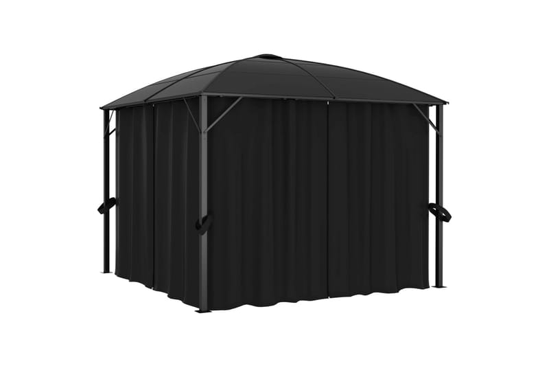 Pavillon med Gardiner 300x300x265 cm Antracitgrå - Grå - Havemøbler - Solafskærmning - Havepavilloner - Komplet pavillon