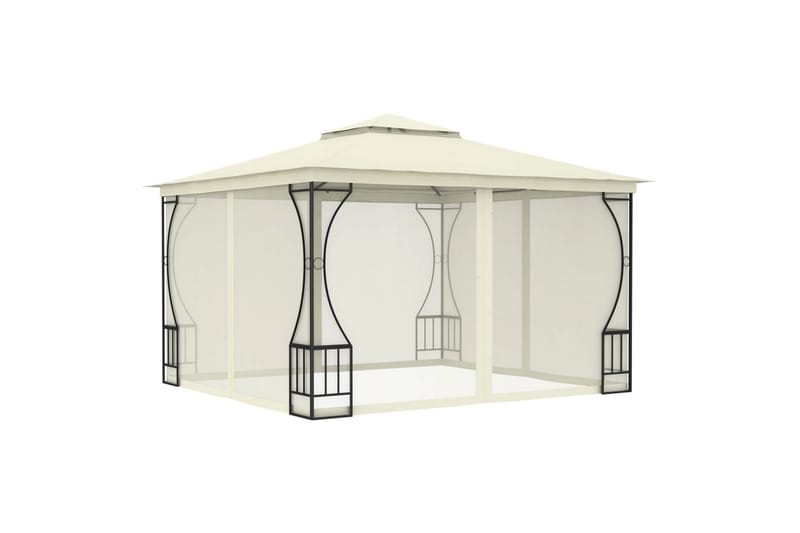 Pavillon med Gardiner 300x300x265 cm Cremefarvet - Creme - Komplet pavillon