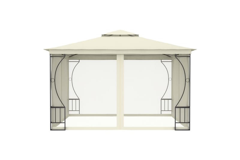 Pavillon med Gardiner 300x300x265 cm Cremefarvet - Creme - Havemøbler - Solafskærmning - Havepavilloner - Komplet pavillon