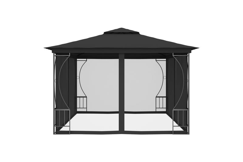 Pavillon med Gardiner 300x400x265 cm Antracitgrå - Grå - Havemøbler - Solafskærmning - Havepavilloner - Komplet pavillon