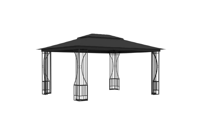 Pavillon med Gardiner 300x400x265 cm Antracitgrå - Grå - Havemøbler - Solafskærmning - Havepavilloner - Komplet pavillon