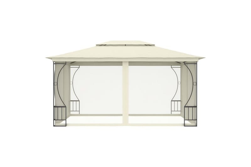Pavillon med Gardiner 300x400x265 cm Cremefarvet - Creme - Havemøbler - Solafskærmning - Havepavilloner - Komplet pavillon
