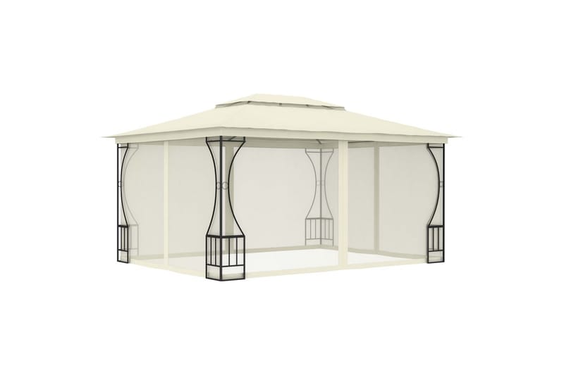 Pavillon med Gardiner 300x400x265 cm Cremefarvet - Creme - Komplet pavillon