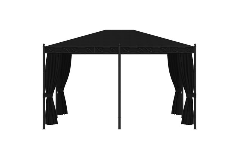 Pavillon med Gardiner 3x4 M Stål Antracitgrå - Grå - Havemøbler - Solafskærmning - Havepavilloner - Komplet pavillon