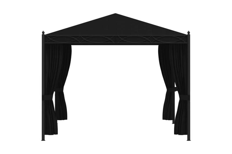 Pavillon med Gardiner 3x4 M Stål Antracitgrå - Grå - Havemøbler - Solafskærmning - Havepavilloner - Komplet pavillon
