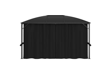 Pavillon med Gardiner 400x300x265 cm Antracitgrå - Grå - Havemøbler - Solafskærmning - Havepavilloner - Komplet pavillon