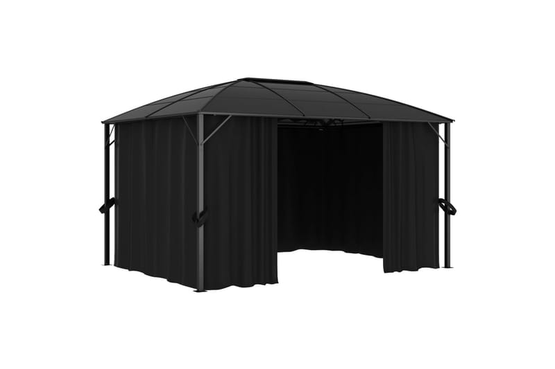 Pavillon med Gardiner 400x300x265 cm Antracitgrå - Grå - Havemøbler - Solafskærmning - Havepavilloner - Komplet pavillon