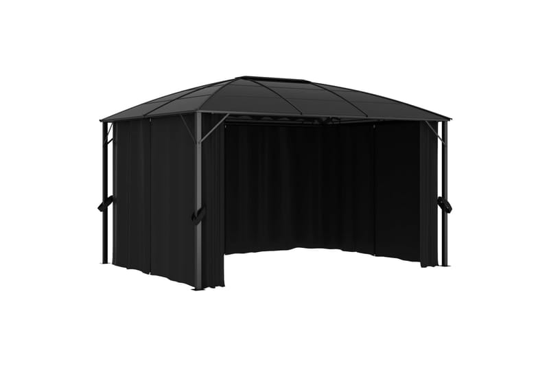 Pavillon med Gardiner 400x300x265 cm Antracitgrå - Grå - Havemøbler - Solafskærmning - Havepavilloner - Komplet pavillon