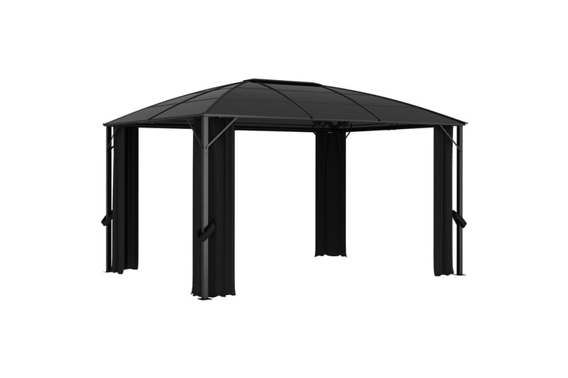 Pavillon med Gardiner 400x300x265 cm Antracitgrå - Grå - Havemøbler - Solafskærmning - Havepavilloner - Komplet pavillon