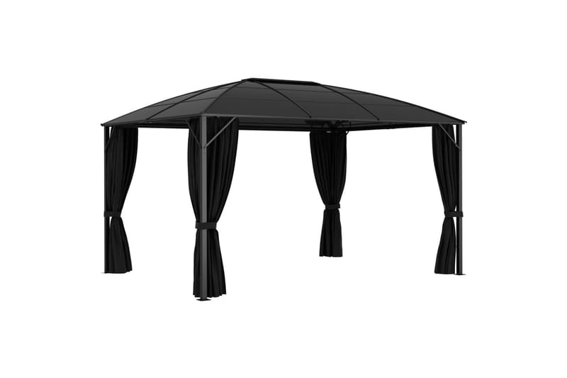 Pavillon med Gardiner 400x300x265 cm Antracitgrå - Grå - Havemøbler - Solafskærmning - Havepavilloner - Komplet pavillon