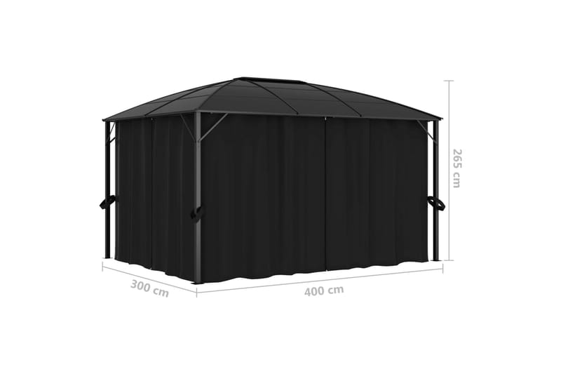 Pavillon med Gardiner 400x300x265 cm Antracitgrå - Grå - Havemøbler - Solafskærmning - Havepavilloner - Komplet pavillon